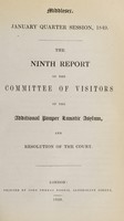 view The ninth report of the committee of visitors of the additional pauper lunatic asylum, and resolution of the court / [Middlesex County Lunatic Asylum].