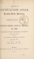 view Twenty-third annual report, for 1869 : presented to the Committee of Visitors, March 18th, 1870; and to the Court of General Sessions, April 12th, 1870 / Kent County Lunatic Asylum, Barming Heath, Maidstone.