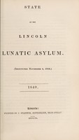 view State of the Lincoln Lunatic Asylum (instituted November 4, 1819) : [sixteenth report].