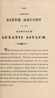 view Sixth report of the Lincoln Lunatic Asylum.