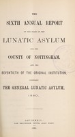 view The sixth annual report of the state of the lunatic asylum for the County of Nottingham, and the seventieth of the original institution, formerly the General Lunatic Asylum, 1880 / [Nottingham County Lunatic Asylum].