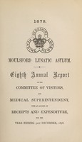 view Eighth annual report of the Committee of Visitors and Medical Superintendent, with an account of receipts and expenditure, for the year ending 31st December, 1878 / Moulsford Lunatic Asylum.