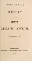 view Third annual report of the Suffolk Lunatic Asylum : December, 1840.