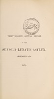 view Thirty-eighth annual report of the Suffolk Lunatic Asylum : December, 1875.