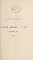 view Thirty-third annual report of the Suffolk Lunatic Asylum : December, 1870.