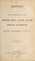 view Report of the directors of the Montrose Royal Lunatic Asylum, infirmary and dispensary, for the year ending 1st June, 1857.