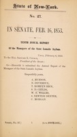 view Tenth annual report of the managers of the State Lunatic Asylum : made to the Legislature February 8th, 1853 / New York State Lunatic Asylum at Utica.