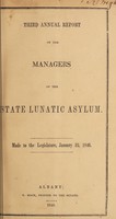 view Third annual report of the managers of the State Lunatic Asylum : made to the Legislature January 23, 1846 / New York State Lunatic Asylum at Utica.