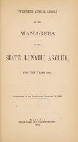 view Twentieth annual report of the managers of the State Lunatic Asylum for the year 1862 / New York State Lunatic Asylum.