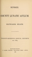 view Twenty-seventh annual reports for 1885 / Sussex County Lunatic Asylum, Haywards Heath.