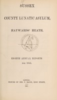 view Eighth annual reports for 1866 / Sussex County Lunatic Asylum, Haywards Heath.