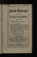 view A new voyage to the East-Indies in the years 1690 and 1691 ... / By Monsieur Duquesne. To which is added, a new description of the Canary Islands, Cape Verd, Senegal and Gambia [by J.J. Le Maire] ... Done into English from the Paris edition [Anon].