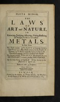 view Fleta minor. The laws of art and nature in knowing, judging, assaying, fining, refining and inlarging the bodies of confin'd metals. In two parts. The first contains essays of Lazarus Erckern ... in V books: originally written by him in the Teutonick language, and now translated into English. The second contains essays on metallick words, as a dictionary to many pleasing discourses by Sir John Pettus ... Illustrated with 44 sculptures ... / [Sir John Pettus].