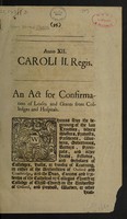 view Anno XII Caroli II Regis : An Act for confirmation of leases and grants from colleges and hospitals.