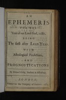 view An ephemeris for ... 1681 ... : With astrological predictions, and prognostications / [Richard Kirby].