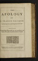 view The apology of Sr. Francis Bacon, Kt. : In certain imputations concerning the late Earl of Essex written to the Right Honourable his very good Lord the Earl of Devonshire, Lord Lieutenant of Ireland.