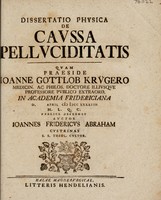 view Dissertatio physica de caussa pelluciditatis ... / [Johann Friedrich Abraham].