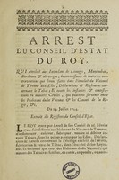 view Arrest ... qui attribuë aux intendans de Limoges, Montauban, Bordeaux et Auvergne, la connoissance de toutes les contraventions qui seront faits ... concernant le tabac ... Du 14 juillet 1724.