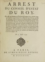 view Arrest ... qui casse une sentence de l'Election de Langres, du 30 jan. 1739 par laquelle, en prononçant la confiscation de trente-une carottes de faux tabac, saisies au domicile de Matthieu Blanc ... le descharge de la demande du fermier ... Du 7 avril 1739.