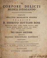 view De corpore delicti medice indagando ... / [Johann Ehrenfried Randhan].