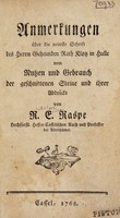 view Anmerkungen über die neueste Schrift des Herrn Geheimden Rath Klotz ... / vom Nutzen und Gebrauch der geschnittenen Steine und ihrer Abdrücke.