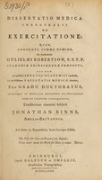 view Dissertatio medica inauguralis de exercitatione ... / [Jonathan Binns].