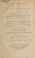 view Dissertatio medica inauguralis de catarrho ... / [John Govan].