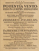 view Dissertatio inauguralis physico-medica de potentia ventorum in corpus humanum ubi simul agitur de ascensu & descensu argenti vivi in barometro ... / publicae eruditorum disquisitioni exponit Christian Ockel.