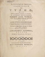 view Dissertatio medica inauguralis de typho, quam ... / submittit Abrahamus Bagnell.