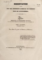 view Dissertation sur les cas qui indiquent l'emploi du forceps dans les accouchemens / [J. Claoué].