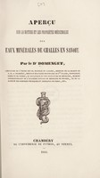 view Aperçu sur la nature et les propriétés médicinales des eaux minérales de Challes en Savoie / [Louis François Marie Domenget].