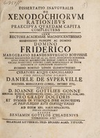 view Dissertatio inauguralis de xenodochiorum rationibus praecipua quaedam capita complectens / [Benjamin Gottlob Chladenius].