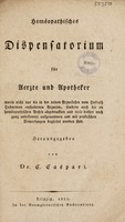 view Homöopathisches Dispensatorium für Aerzte und Apotheker / [Carl Gottlob Caspari].