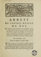 view Arrest ... qui commet e Sieur Intendant et Commissaire départi en la Generalité d'Amiens, pour faire droit sur la requeste du fermier, aux fins de conversion de l'amende prononcée contre plusieurs faux-tabatiers ... Du 16 sepembre [sic] 1738.