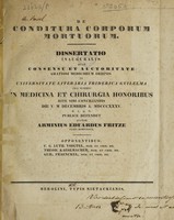 view De conditura corporum mortuorum : Dissertatio inauguralis / [Hermann Eduard Fritze].