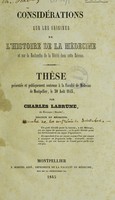 view Considérations sur les origines de l'histoire de la médecine et sur la recherche de la vérité dans cette science / [Charles Labrune].