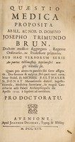 view Quaestio medica ... Sub hac verborum serie An partus octimestris septimestri magis vitalis sit / [Michel Balthasar St. Donat].