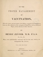 view On the proper management of vaccination ... with an additional paper, on the infection of other diseases / [Henry Jenner].