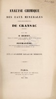 view Analyse chimique des eaux minérales ferro-manganésiennes de Cransac (Aveyron) / [Étienne Ossian Henry].