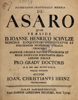 view Dissertatio inauguralis medica de asaro / [Johann Christian Heinz].