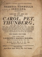 view Observationes medico-practicae circa remedia nonnulla indigena ... / [Lars Magnus Holmer].