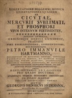 view Dissertatione sollemni medica observationes quasdam ad cicutae, mercurii sublimati, et phosphori usum internum pertinentes ... / exhibet auctor Georgius Henricus Hudemann.