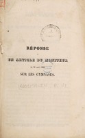 view Réponse à un article du Moniteur du 31 août 1844 sur les gymnases [by Matter] / [Auguste de Roosmalen].