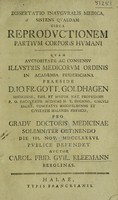 view Dissertatio inauguralis medica, sistens quaedam circa reproductionem partium corporis humani / [Karl Friedrich Wilhelm Kleemann].