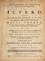 view Dissertatio medica inauguralis, de ictero ... / [Hieronymus Gotlieb Rudolphi].