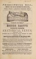 view Signor Sarti's celebrated Florentine anatomical Venus : together with numerous smaller models of speical interest to ladies, showing the marvellous mechanism of the human body.