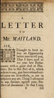 view A letter to Mr. Maitland, in vindication of the sermon against inoculation / By Edmund Massey.