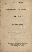 view Plain directions for the prevention and treatment of cholera / [Thomas Allen].