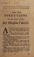 view Some plain directions for the use of our sal oleosum volatile.