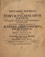 view Tentamen physicum de nubium fulminearum genesi ... / [Johann Gottlieb Ehrlich].